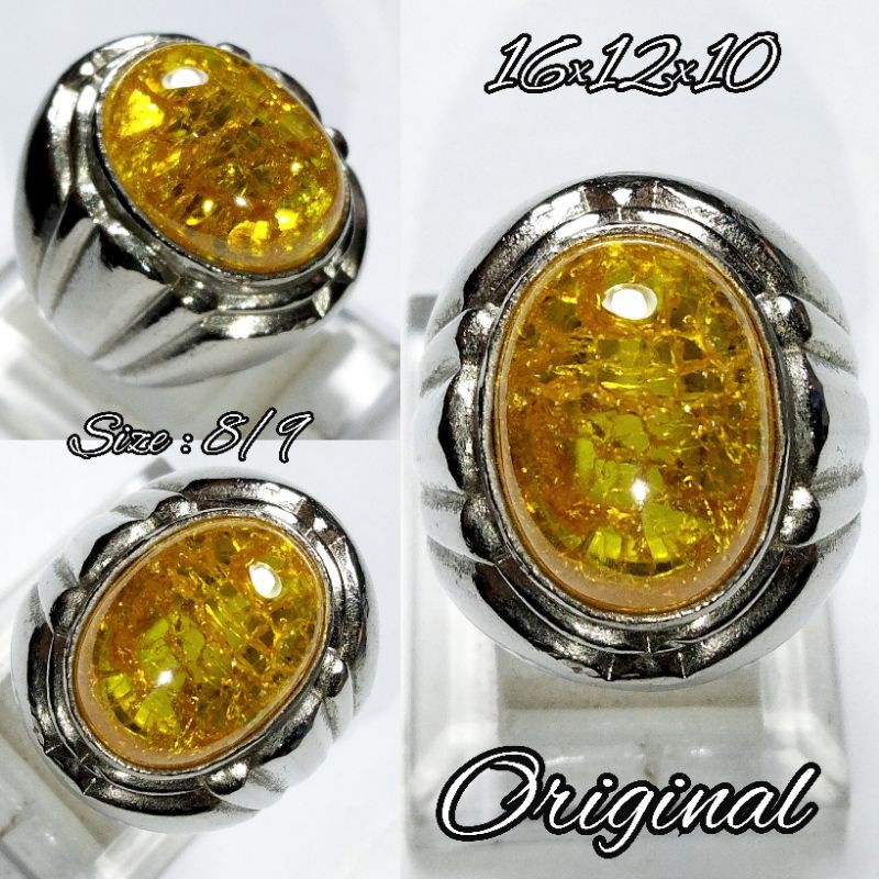 Batu Permata Natural Yellow Pecah Seribu / Retak Seribu Kualitas Super Istimewa