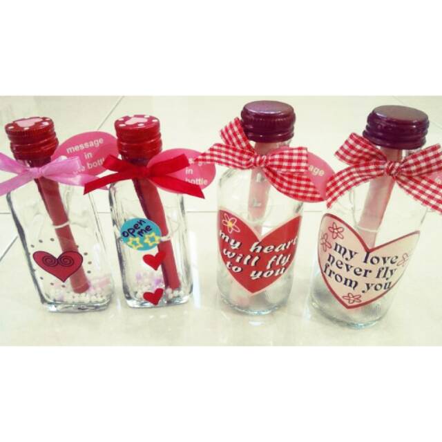 Pesan dalam botol message in the botol surat kapsul capsule letter kartu ucapan kado valentine i lov
