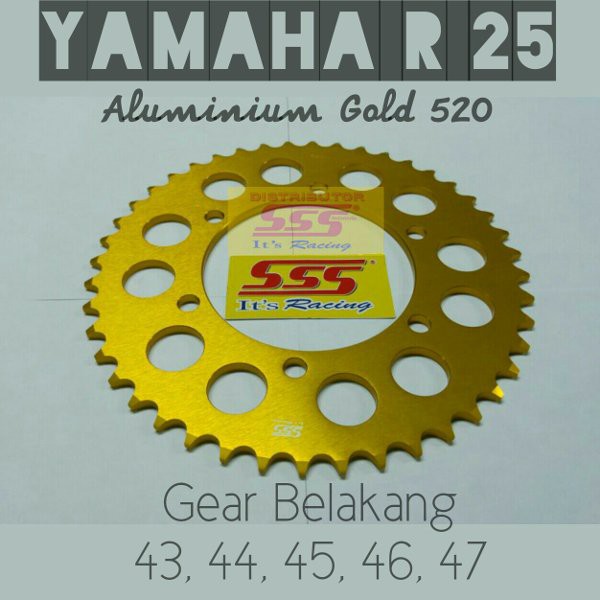BEST SELLER R25 : GEARSET / GIRSET / GEAR SET / GIR SET YAMAHA R 25 SSS GOLD ALLOY 520 RANTAI SSS