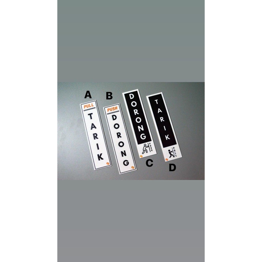 sign label akrilik tarik dorong UV PRINT sign tarik dorong pintu