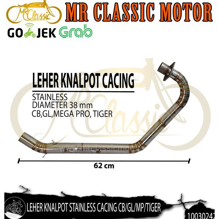 Termurah Leher Knalpot Stainless Cacing Cb/Gl/Mp/Tiger 38 Mm Mcl Terbaik