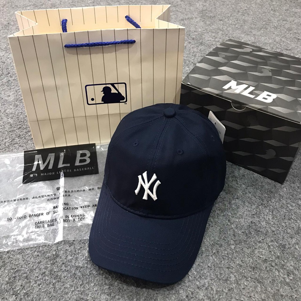 Topi MLB Original Import - NY Vintage Navy Logo White
