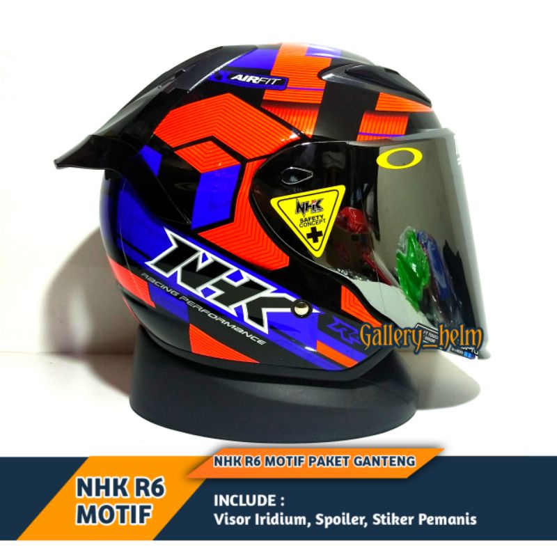 PAKET GANTENG NHK R6 CUBE RED BLUE | INCLUDE VISOR VENOM, SPOILER, FREE STIKER PEMANIS