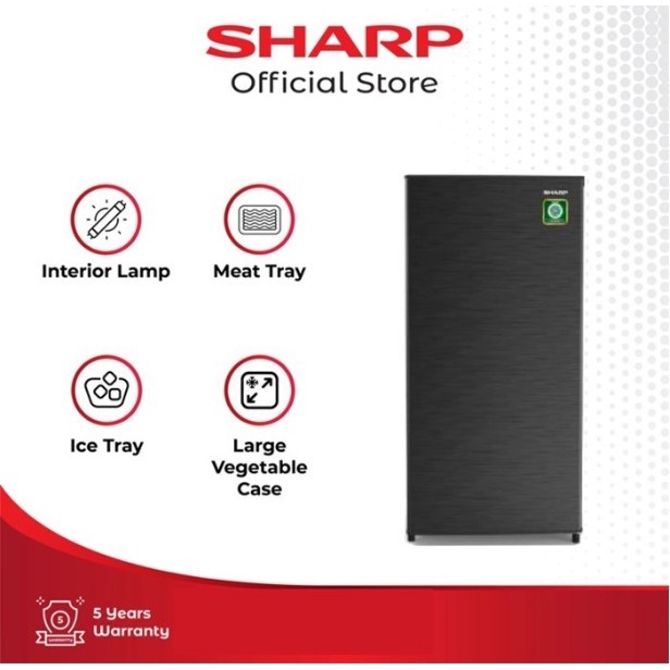 SHARP Kulkas 1 Pintu 133L Low Watt 60W SJ-N162N HS Kirei SJN162N 162N