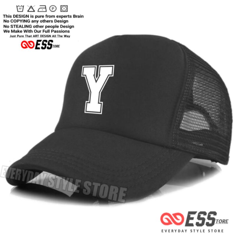 Topi Huruf Y Trucker Jaring - Topi Inisial Abjad Alphabet Teks Huruf Y