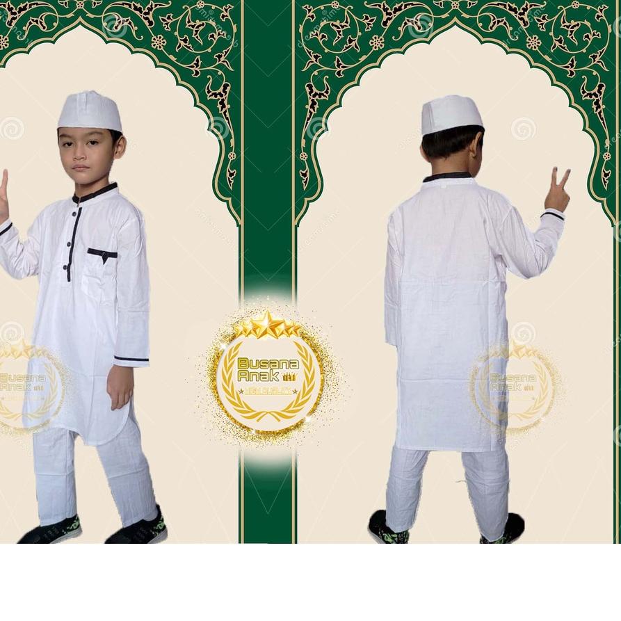 Berkualitas Koko Kurta Hadroh Putih / Setelan Busana Muslim Anak Laki-Laki Baju koko Putih Hadroh