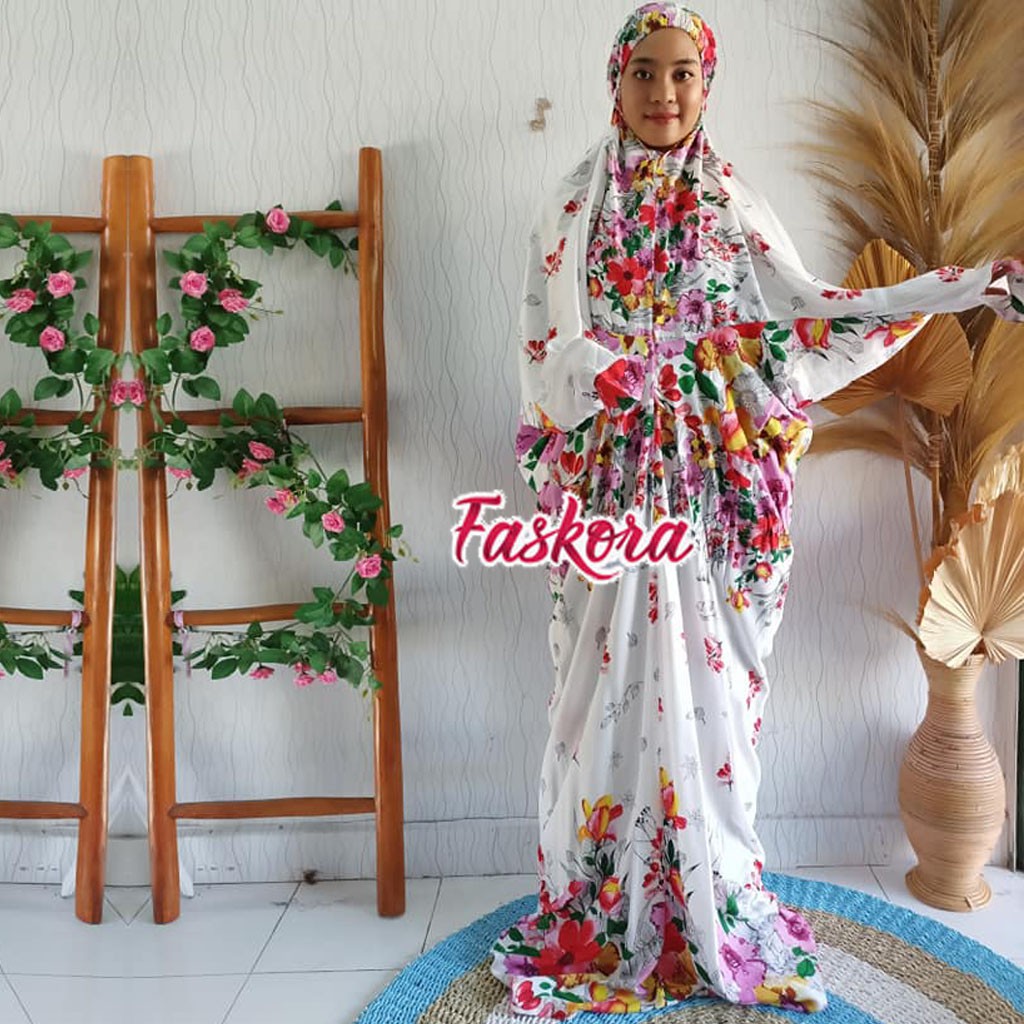 Mukena Terusan Dewasa Putih Polos / Mukena Rayon Bali Polos Jumbo / Mukena Katun Rayon Polos Putih