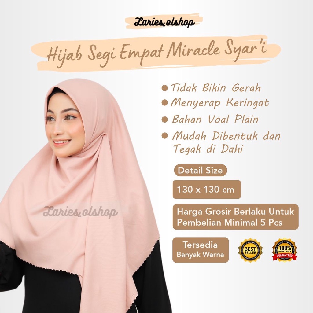 Hijab Segi Empat Laser Cut Voal Miracle Syari Import JIlbab Ori Umama scarf Label Um Pilih Warna ker