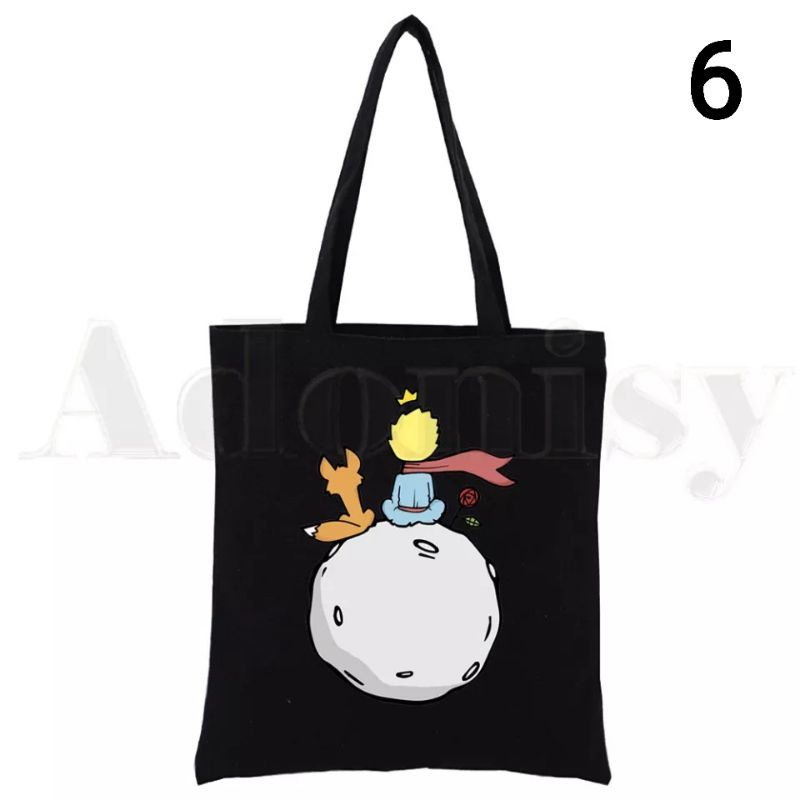 Tas tote bag termurah Little Prince Art Tas Tangan Cantik Retro Cantik Imut Tas Bahu Tas Tangan Wanita Belanja Kasual Tas Kanvas Elegan Wanita