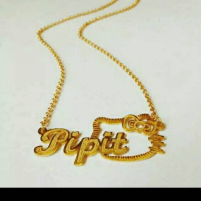 TERMURAH Kalung Nama HelloKitty Silver Grafir Uk.Standar