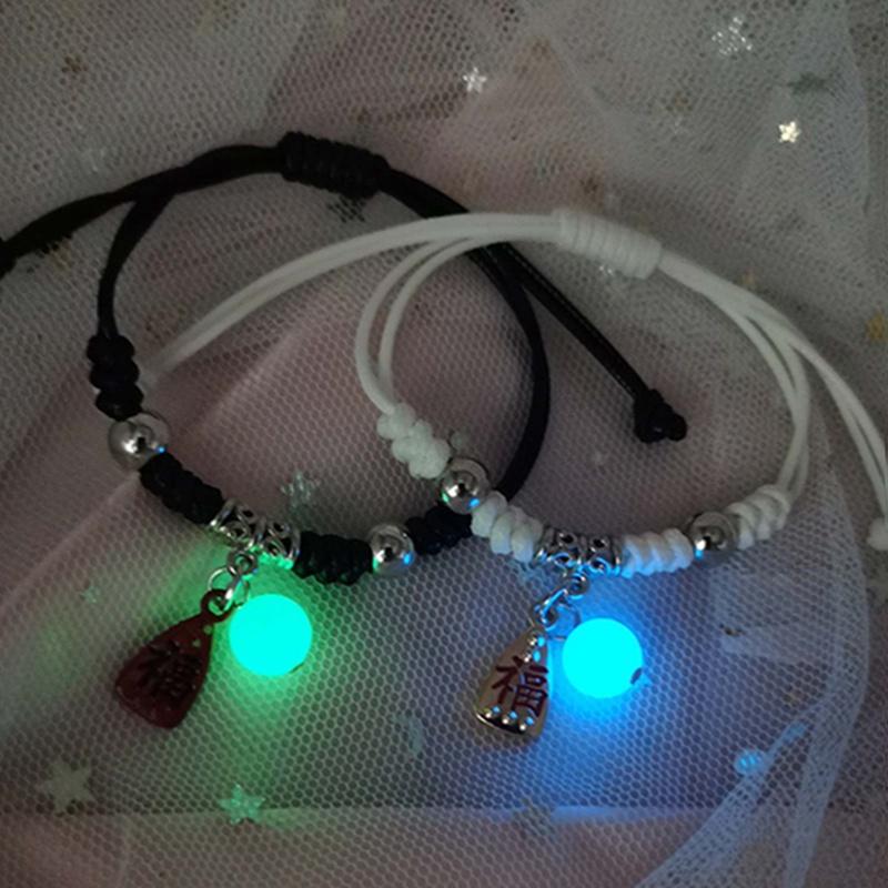 Fancyqube Gelang Rantai Liontin Manik-Manik Luminous Glow In The Dark Untuk Pria Dan Wanita