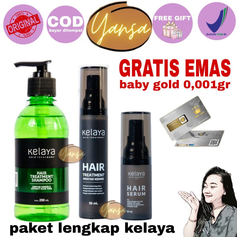 (PAKET LENGKAP) kelaya hair treatment shampo gratis emas