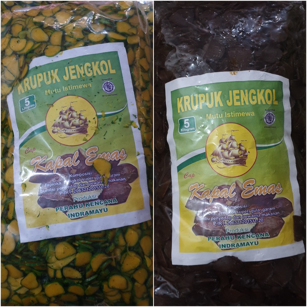 [Bal] Kerupuk Krupuk Mentah Jengkol Warna Hijau Hitam Merah Mutu Istimewa Cap Kapal Emas isi 5kg - JK**