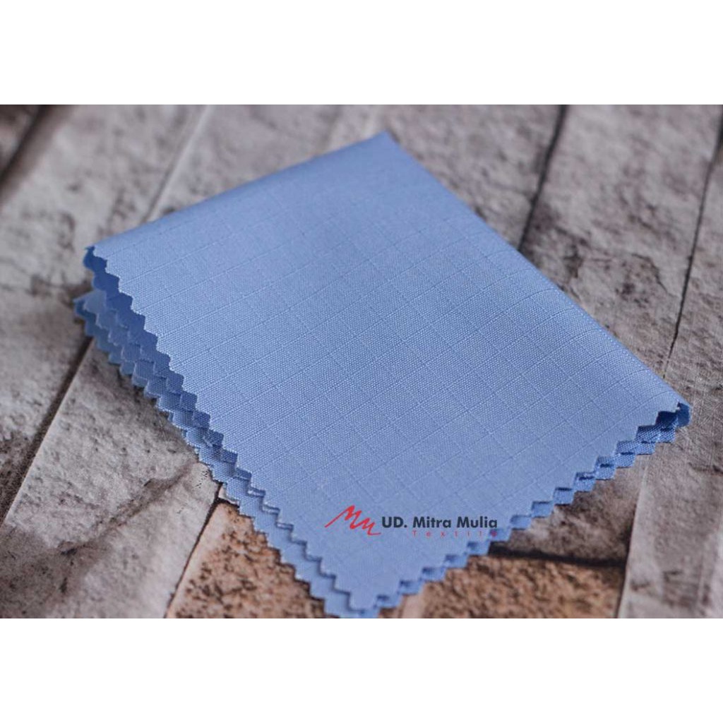 Kain Ribstop Drill Istex, Bahan Seragam, Kode 327 Warna Biru Muda