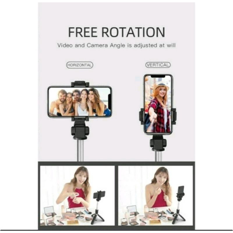 K21 SELFIE STICK / TONGSIS BLUETOOTH SHUTTER TRIPOD HOLDER SELFIE STICK TONGSIS TRIPOD 4 IN 1 WITH WIRELESS REMOTE SHUTTER