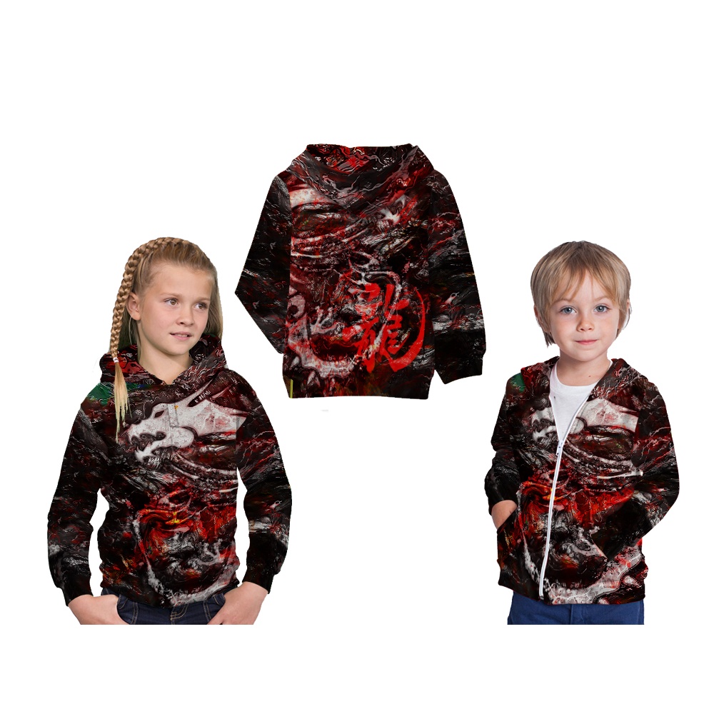 Jaket Hoodie Japanese Lava Dragon Hiragana Full Printing Free Custom Nama