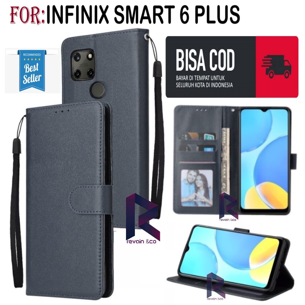 INFINIX SMART 6 PLUS FLIP WALLET LEATHER KULIT PREMIUM SARUNG BUKA TUTUP FLIP CASE INFINIX SMART 6 PLUS