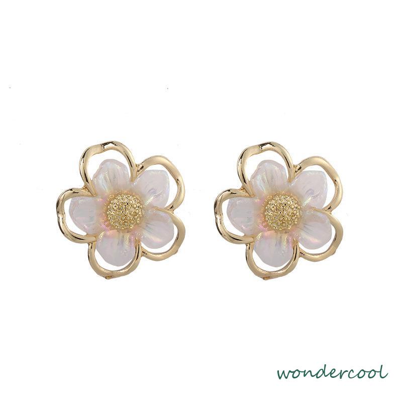 Simple Retro Super Fairy Double Layer Flower Earrings Wanita Anting Fashion Pribadi-Won