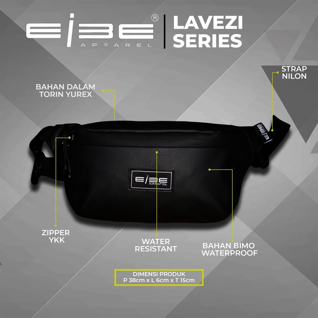 waistbag waterproof tas selempang pria anti air tas pinggang tas premium eibe [ LAVEZI ]