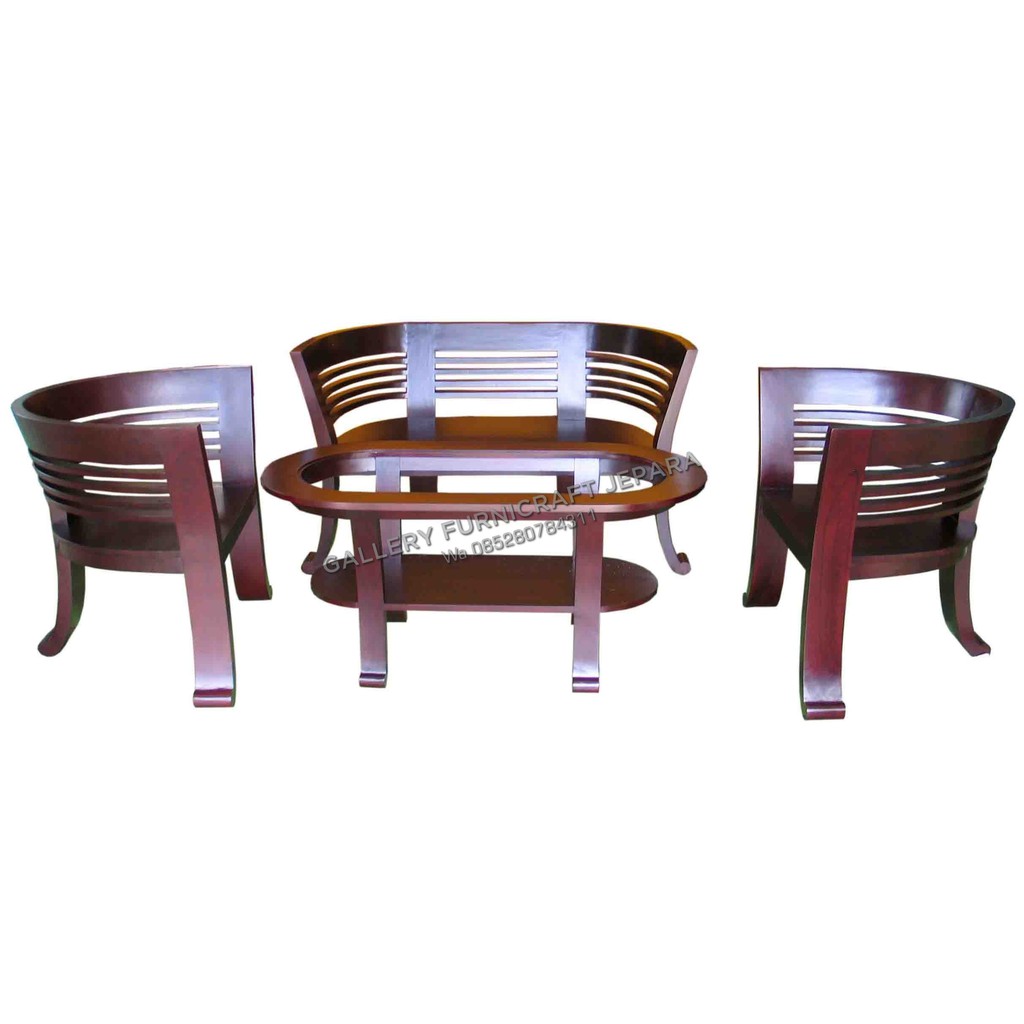 Kursi Tamu Cantik Kayu Jati - 2 1 1 dan Meja