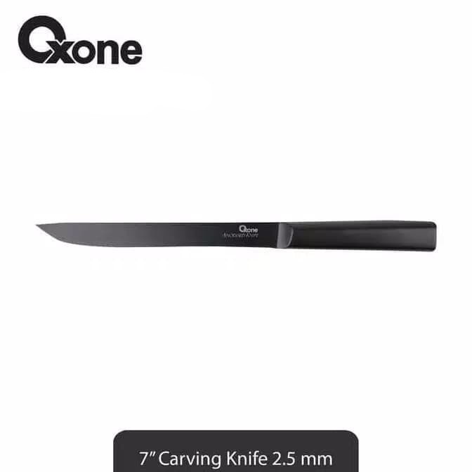 Oxone OX-61D Carving Knife Stainless Steel Pisau Dapur, Pisau Sayur, Pisau Daging Full Black Anodize