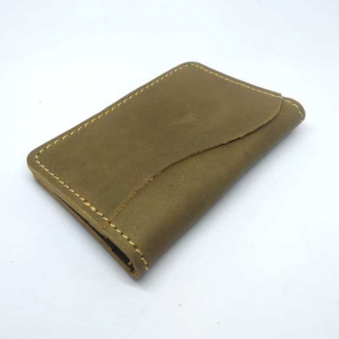 dompet kartu kulit asli card wallet warna olive PHWL265