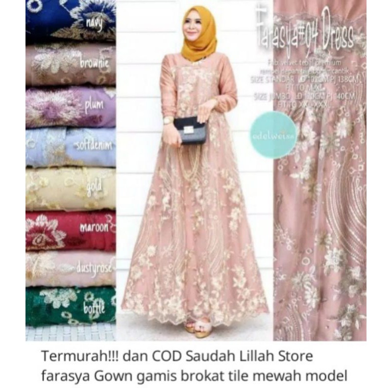 gamis mewah brokat tile farasyah