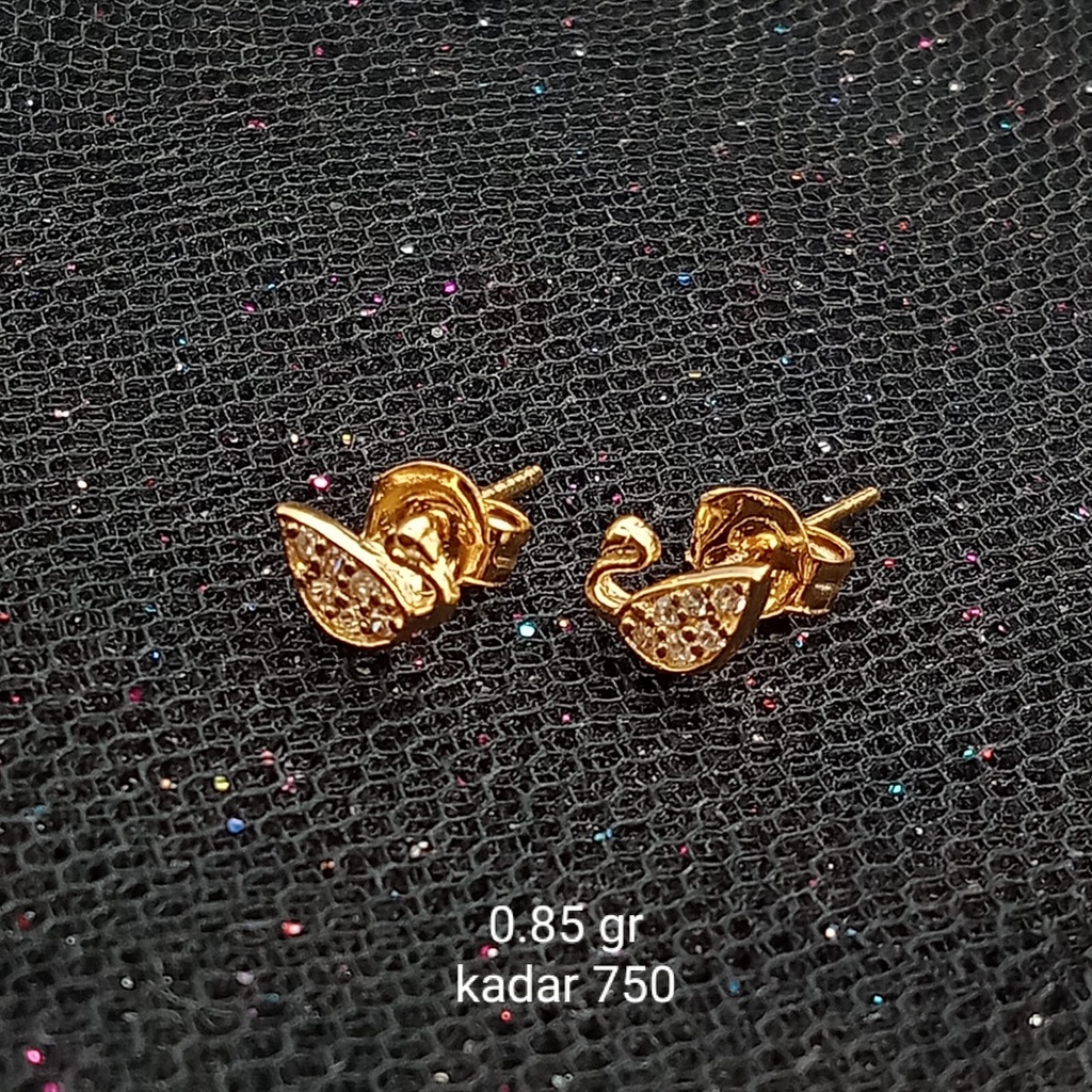 Anting Emas 17K  kadar 750 - model angsa batu berat 0.85 gram - 651