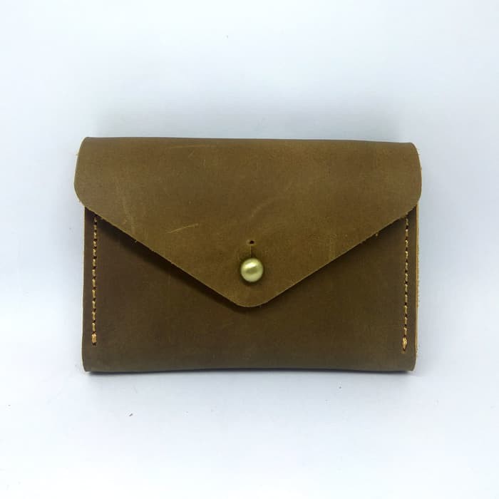 dompet kartu muat banyak model amplop simpel warna olive - PHWL247