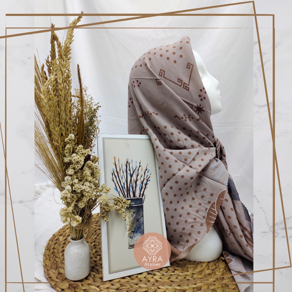 HIJAB SYARI SEGIEMPAT KERUDUNG JUMBO MOTIF JILBAB BESAR KERUDUNG JUMBO LASERCUT 130 cm JILBAB SYAR'I 130cm azzura Aubrey-A blush