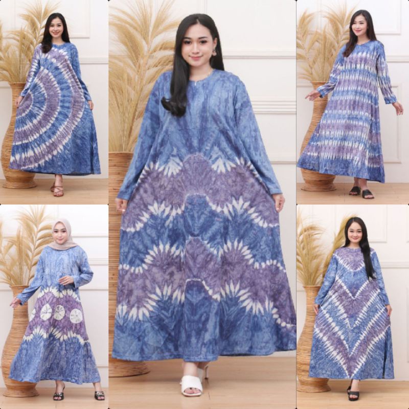 LONG-STRIP DASTER KAOS JUMBO ABSTRAK LENGAN PANJANG BUSUI DEPAN RESLETING DRESS WANITA KAOS KATUN ADEM TEBAL SERAP KERINGAT