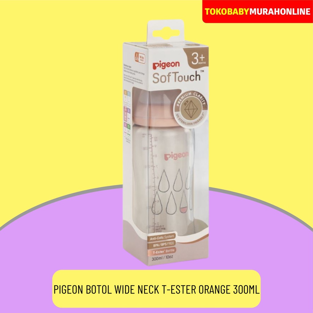 PIGEON Botol T-Ester Wide Neck 300ml Light Orange W/ P-PLUS NIPPLE PR010856 / BOTOL SUSU