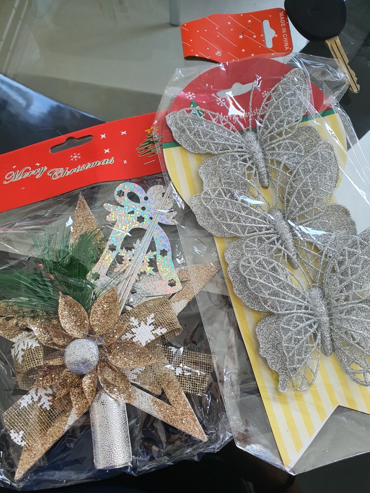 Aksesoris Pohon Natal Kupu Kupu Glitter Isi 3 / New-hiasan Pohon Natal