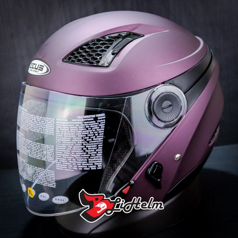 HELM ZEUS ZS 610 SOLID FLAT PURPLE | ZS610 HALF FACE HELMET SNI | DOUBLE VISOR