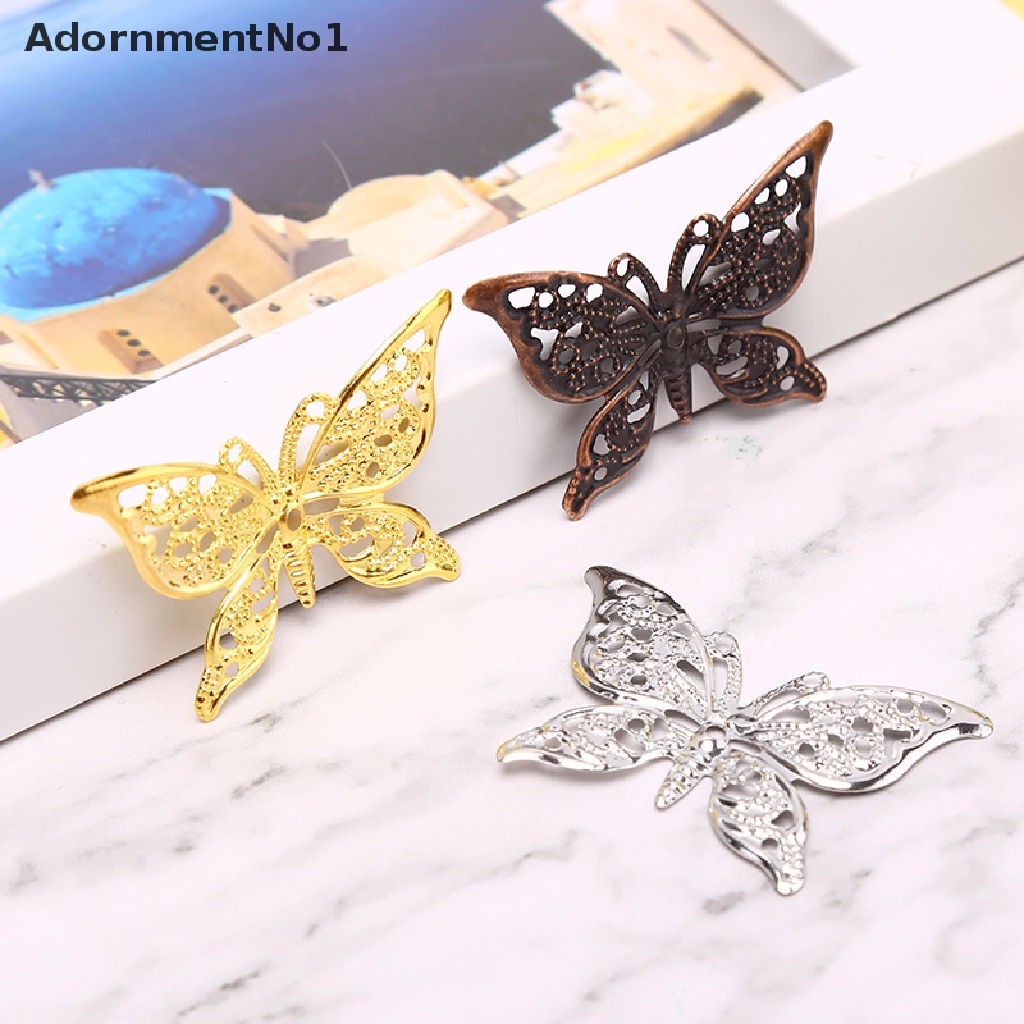 (AdornmentNo1) 50pcs / Set Konektor Butterfly Filigree Bahan Metal Gaya Vintage Untuk Membuat Perhiasan DIY