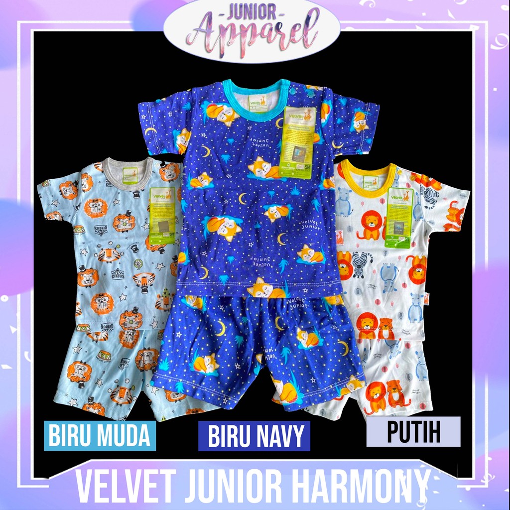 Velvet Junior Harmony Pendek Kancing Pundak Oblong Setelan