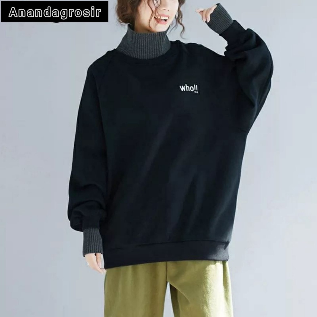 SWEATER WHO !!  SWEATSHIRT APLIKASI BORDIR TERBARU SWEATER WANITA