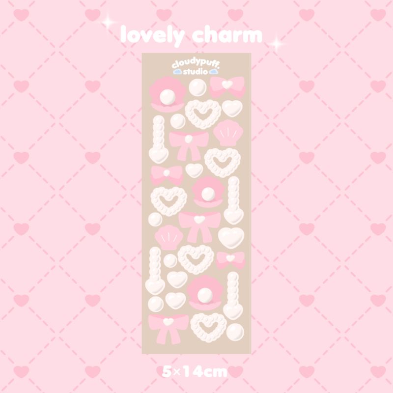 

[cloudypuff] lovely charm deco sticker kiss cut