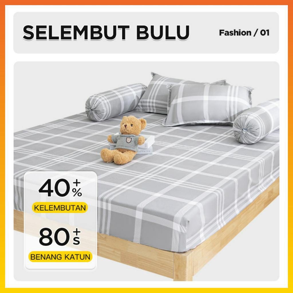 Sprei Single Motif Aesthetic KQ Dengan Sarung Bantal &amp; Guling Sprei Murah Premium KQ Size 120x200cm