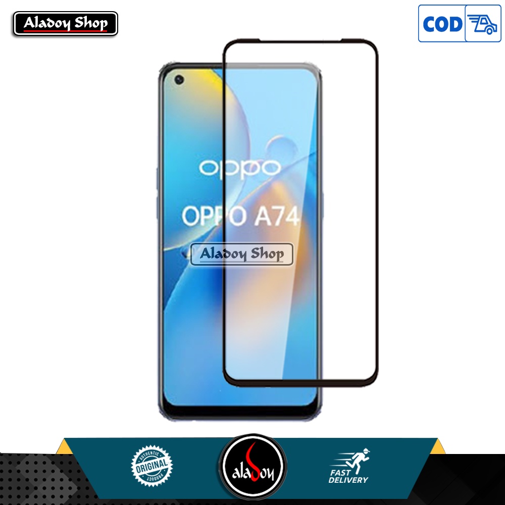 Case OPPO A74 2021 Casing Transparent + Tempered Glass Layar Full