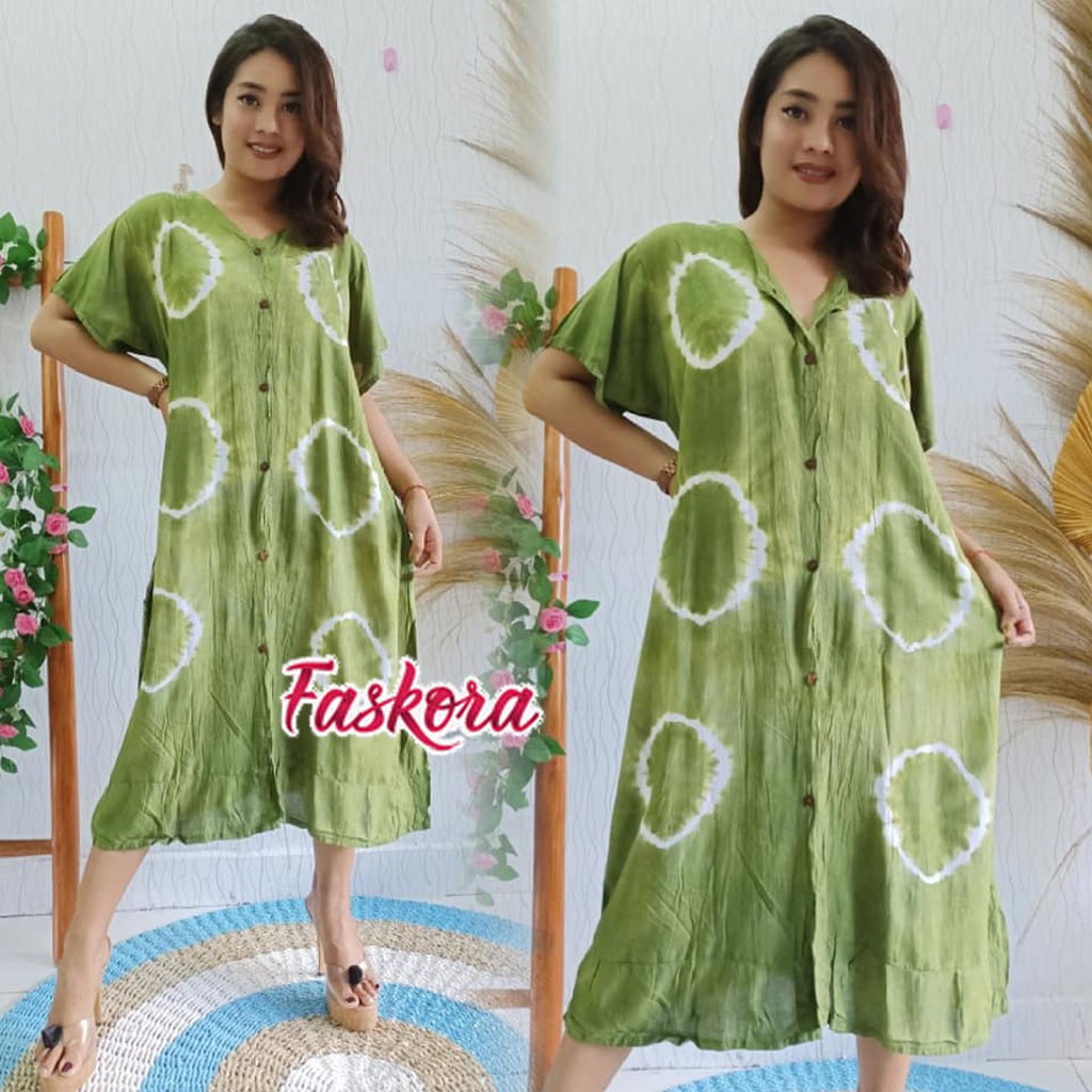 Daster Bali Jumbo Rayon Panjang Big Size Manda Sibori / Daster Jumbo Kekinian XXL LD 124cm 100kg