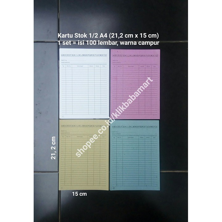 

RK KARTU STOK STOCK BARANG PERSEDIAAN INVENTORY GUDANG UKURAN 1/2 A4 100 LEMBAR FULL WARNA MIX