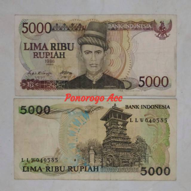 Uang kuno 5rb 5000 teuku umar tahun 1986 rp 5000 teuku umar rp.5000 teuku umar uang kuno 5000 rupiah