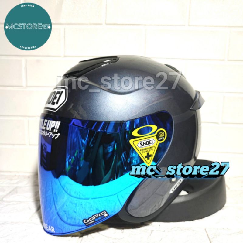 PAKET GANTENG HELM KYT KYOTO REPLICA|MERK DYR|CUSTOM STIKER SHOE|GREY GLOSSY