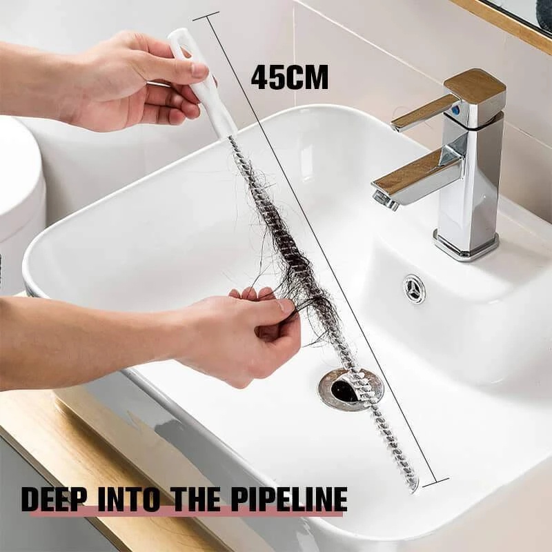 [45cm Extended Drain Lint Cleaner Unblocke] [Sink &amp; Pipe Lint Removal Tool, Cleaning Brush with Hanging Hole] [Kitchen &amp; Bathroom Drain Cleaning Tool]