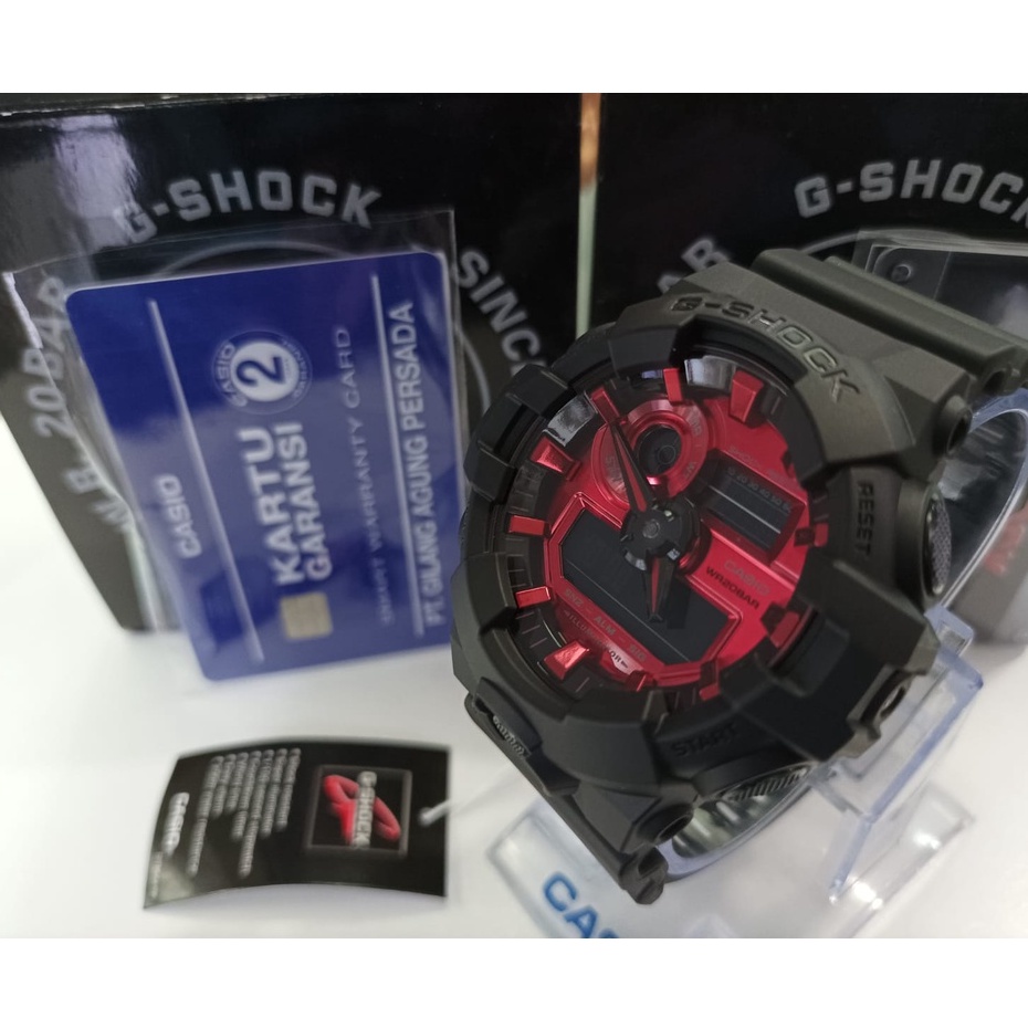 JAM TANGAN PRIA Casio G-Shock GA-700AR-1ADR BLACK RED ORIGINAL