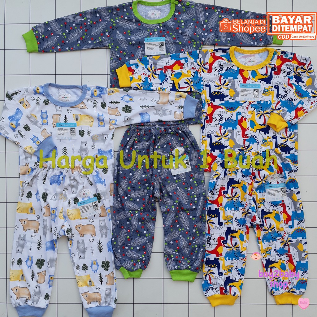 Setelan kaos panjang celana panjang bayi MIYO (All New Feb 2021 World Dino Series) 9-18 Bulan 1 PCS