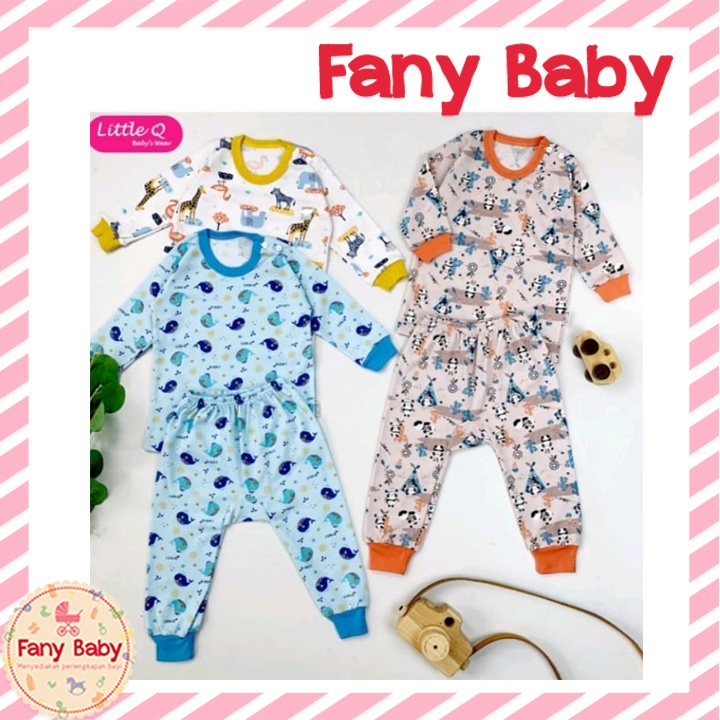 Little Queen Setelan Baju Lengan Panjang Kancing Pundak &amp; Celana Rib isi 3 pcs