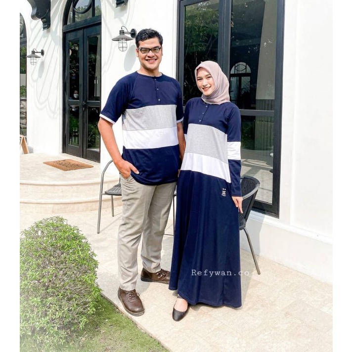 LONGDRESS NAVY MIX 3 WARNA / GAMIS COUPLE KELUARGA / GAMIS COUPLE / LONGDRESS COUPLE / SET COUPLE / 
