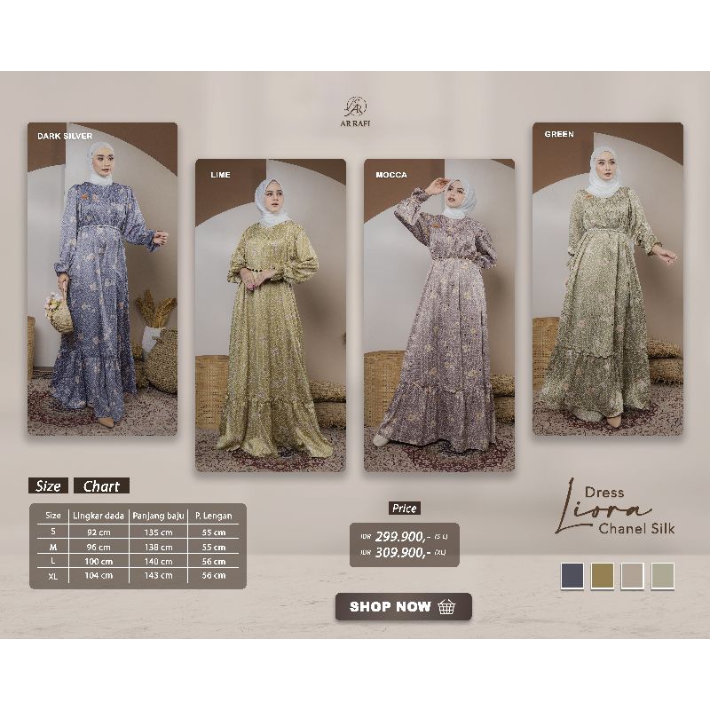 Arrafi Liora Dress | Gamis Motif Silk Original Arrafi